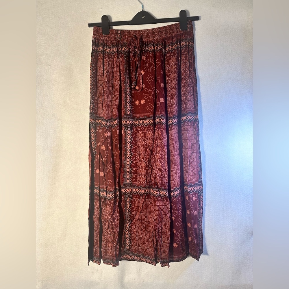 Bohemian Red Print Maxi Skirt